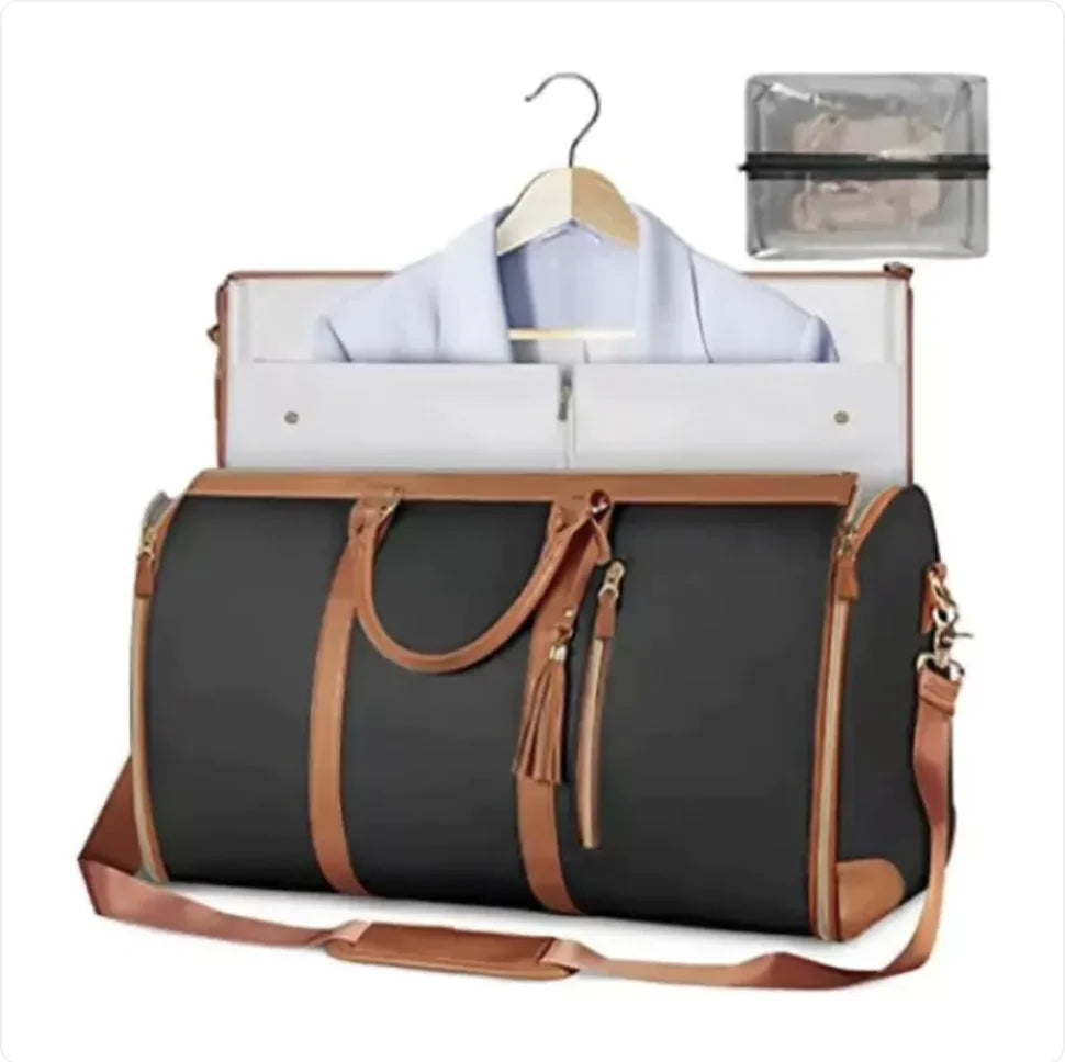 Large Leather Folding Travel Suit Bag