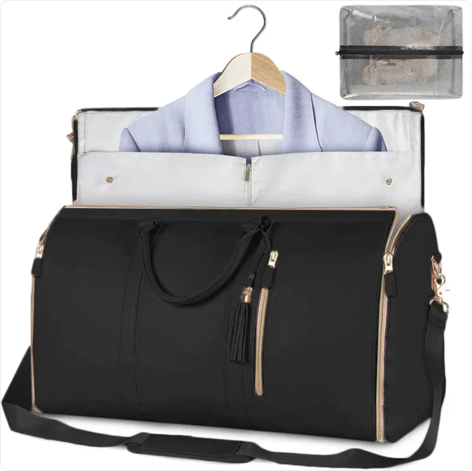 Large Leather Folding Travel Suit Bag