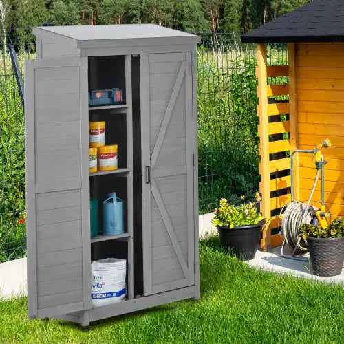 Outdoor Lockers  Metal Tops, Garden Storage Sheds, Outdoor Wood High Canopy For Patio Patio Terraces